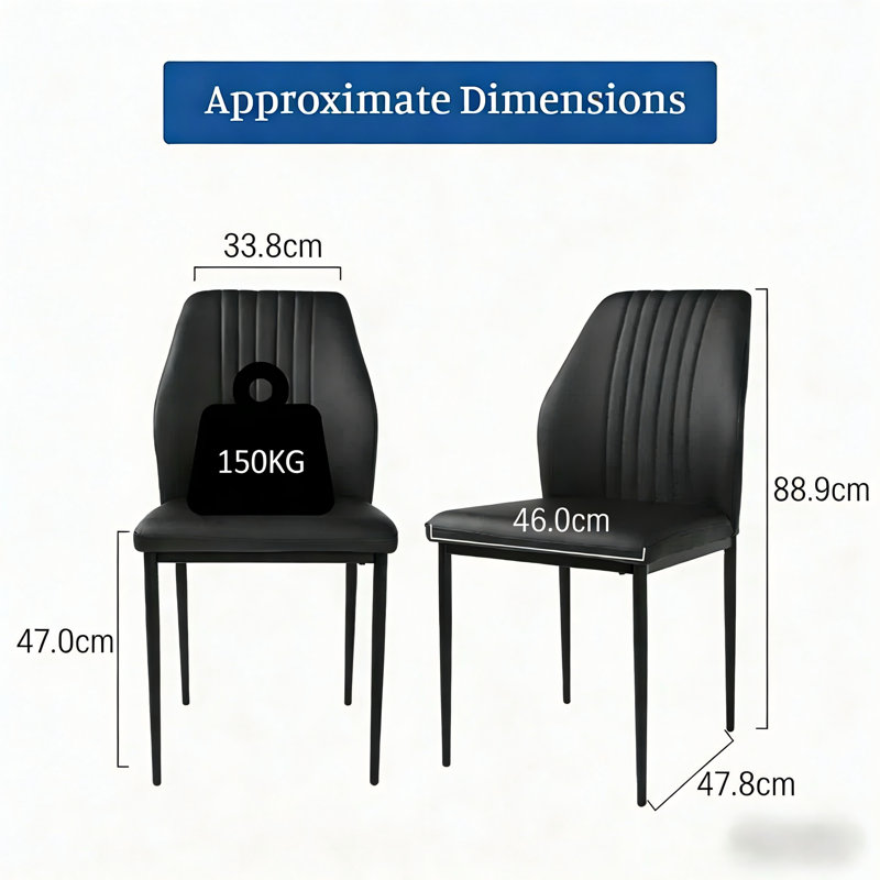 Caldanagh Upholstered Dining Chair（set of 4）, Black