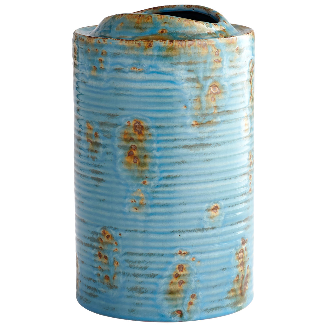 Brussels Blue Glaze Terracotta Table Vase Cyan Design 