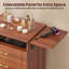 3-in-1 Dressing Table Set with Mirror & RGB Lights, Vanity Desk with Charging Station & Stool-374681593