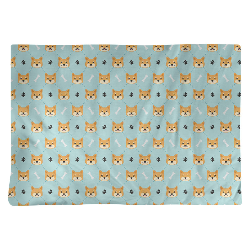Napperon en coton 18 po Shiki Inu, Bleu sarcelle