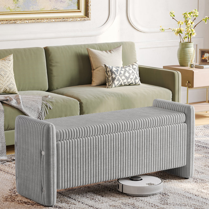 Zellers Upholstered Storage Bench for Entryway and Bedroom, Gray