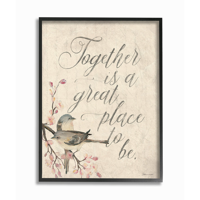 «Together is a Great Place Floral Birds», impression, Giclée encadrée noir minuit, H 14 po x l 11 po x P 1,5 po