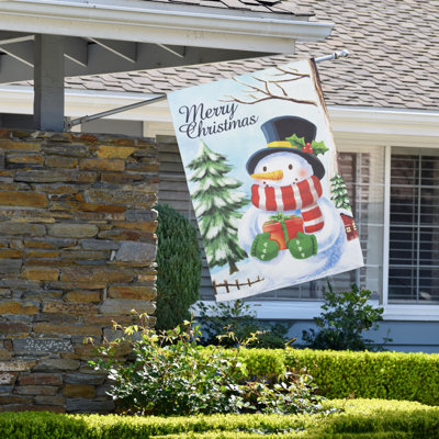 Drapeau de jardin Merry Christmas and Snowman