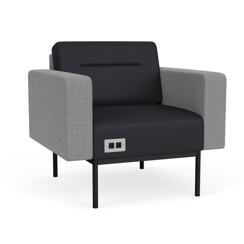 Chaise d'invité de réception Darsey, With Power, Black, Noir Patriot Plus; gris chambray