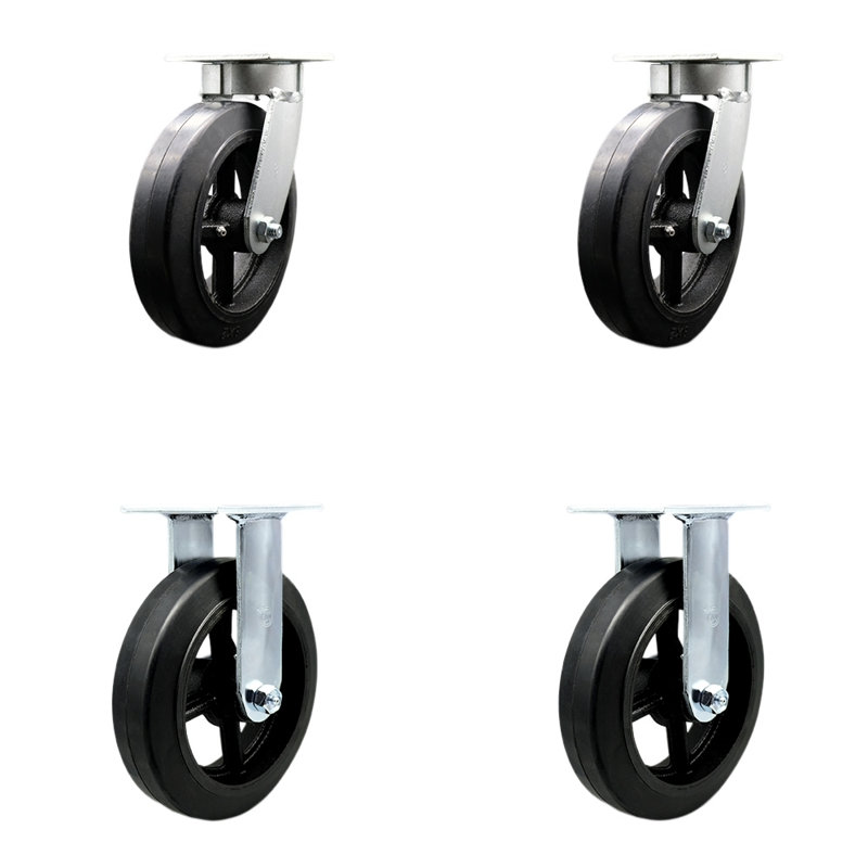 4 Piece Rubber on Steel Caster Set