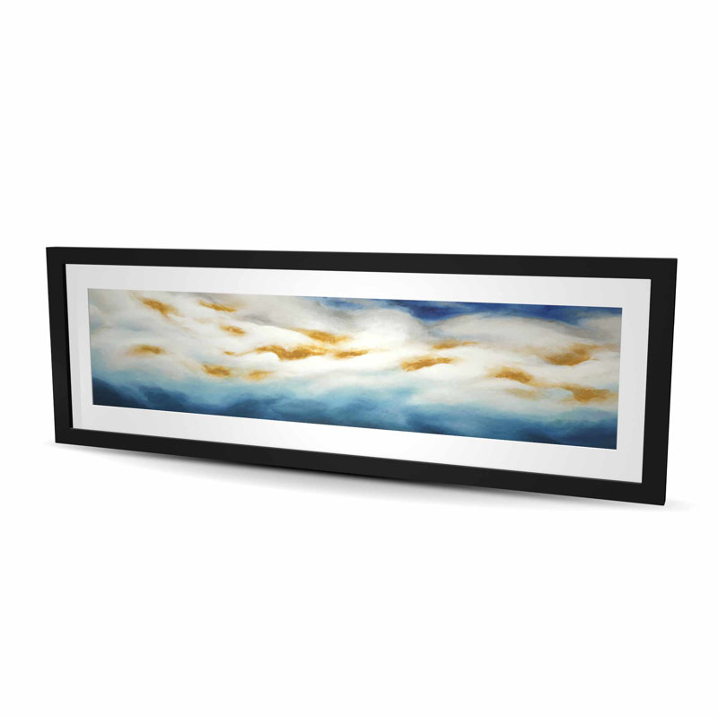 Paysage abstrait - reproduction encadrée avec passe-partout pour la décoration intérieure, H 48 po x l 16 po, Noir