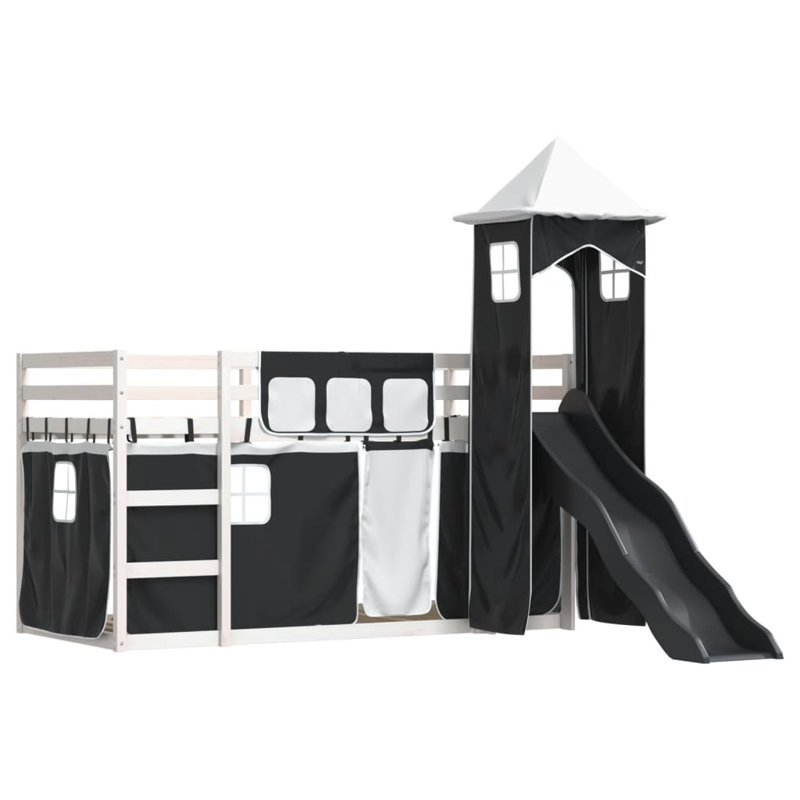 Mayweather Bunk Bed Themed Beds with Trundle Included, Black, Single (90 x 200 cm), White;Black