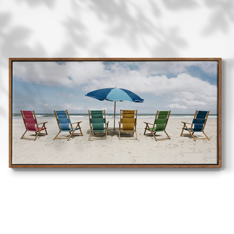 Beach Party - Toile tendue avec châssis encadré - Prêt à accrocher, H 17 po x l 33 po, Noyer