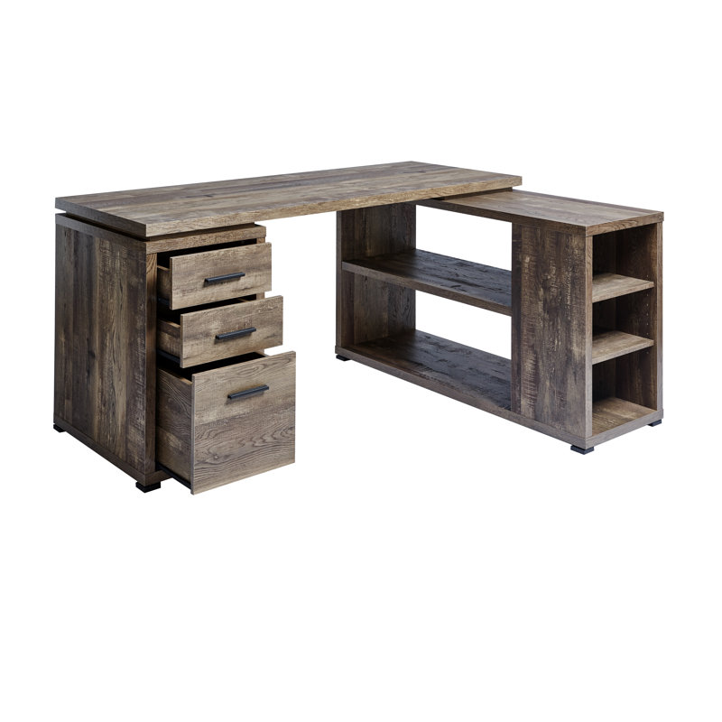 Burlisonjr L-Shaped Writing Desk, Brown
