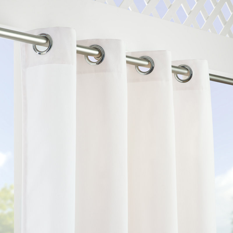 Outdoor Semi Sheer Curtain Single Panel, 52" W x 84" L, Ivory