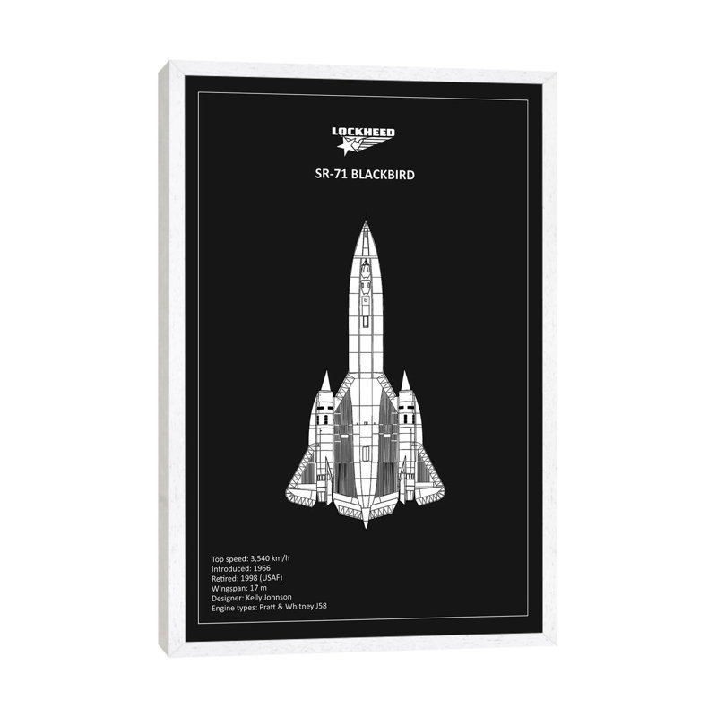 BP Lockheed SR-71 1 Piece Wall Art on Canvas, 66.04 cm H x 45.72 cm W, White Framed