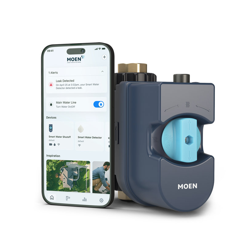 Moen Flo Smart Water Monitor and Shutoff, 3/4 Inch Smart Water Shutoff