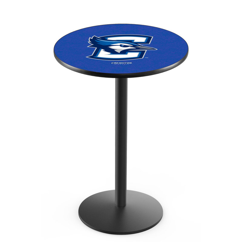 Round Metal Base Dining Table, Black Wrinkle, Creighton University