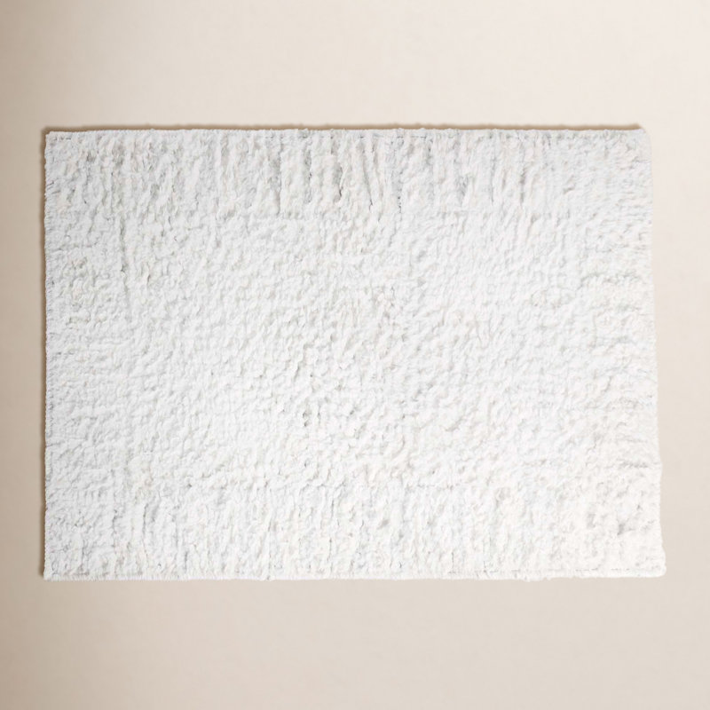 Ensemble de 2 tapis de salle de bain à poils longs Inaya, LARGE- 2 pièces, Blanc / blanc