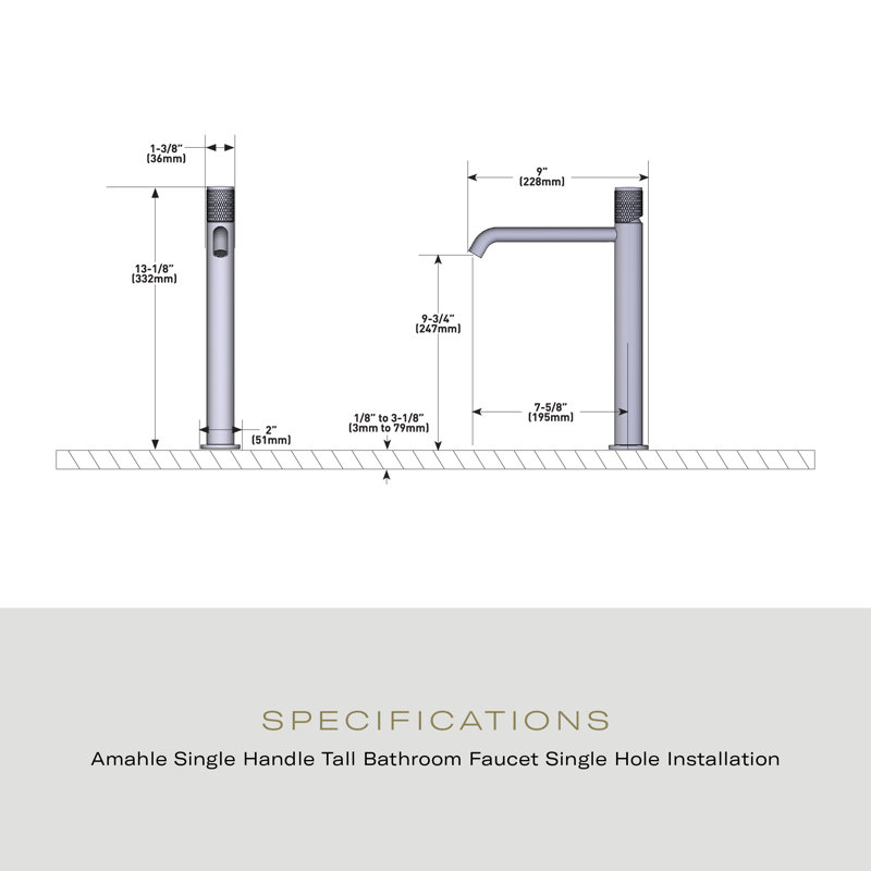 Amahle Single Handle Tall Lavatory Faucet, Matte Black