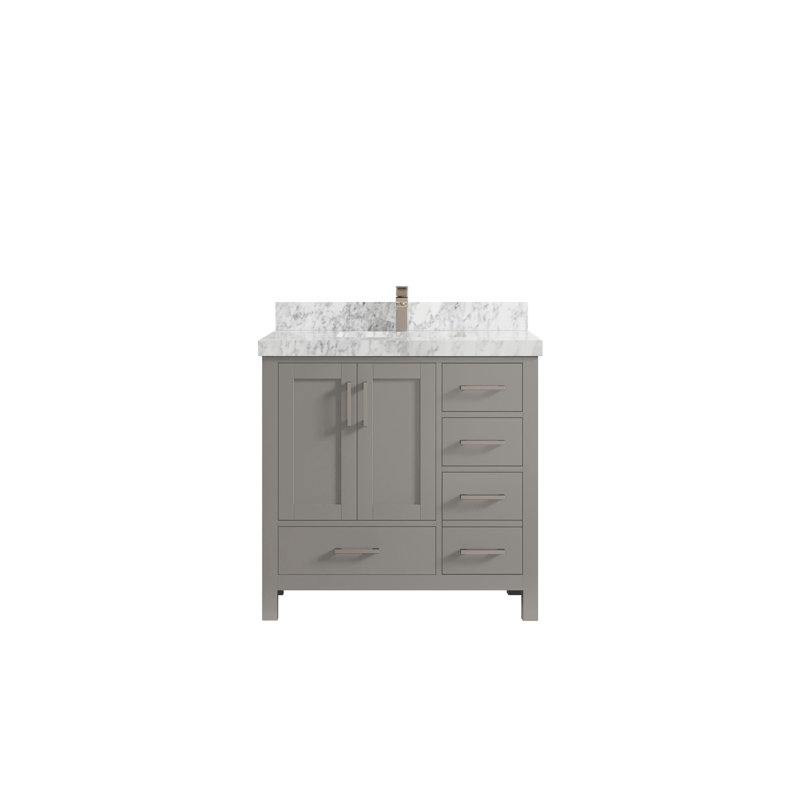 Ensemble de meuble-lavabo simple 36 po Malibu, Marbre de Carrare