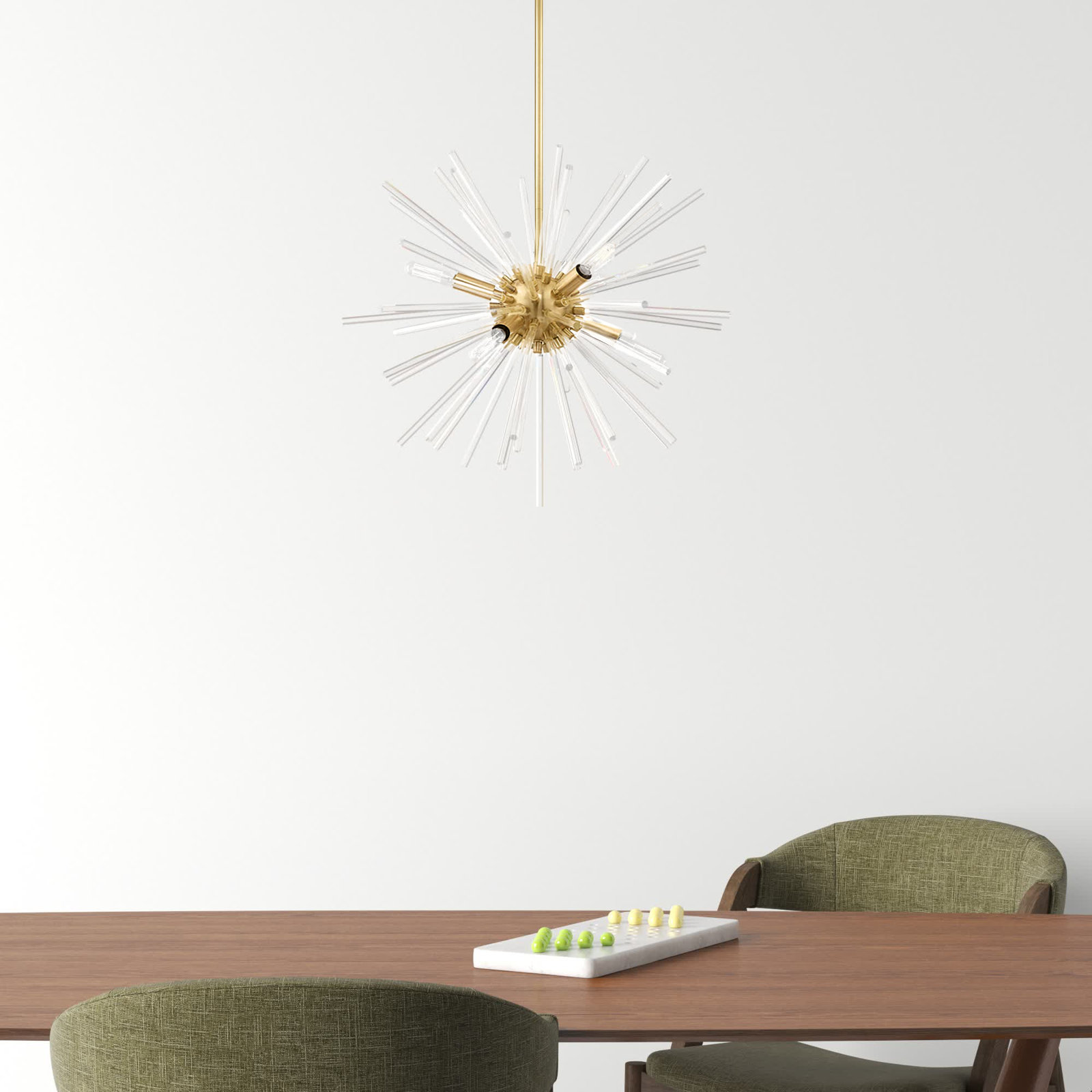 Ryzen 6 - Light Dimmable Sphere Chandelier, Satin Brass, 50.75" H x 20" W x 20" D
