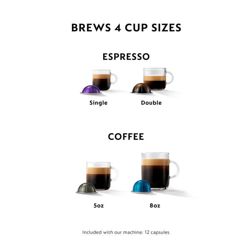 Nespresso Vertuo Coffee and Espresso Machine by De'Longhi, Graphite Metal