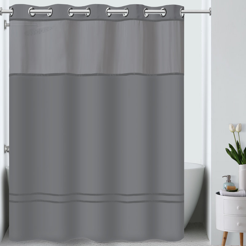 Graphite Hookless Fabric Shower Curtain with Liner