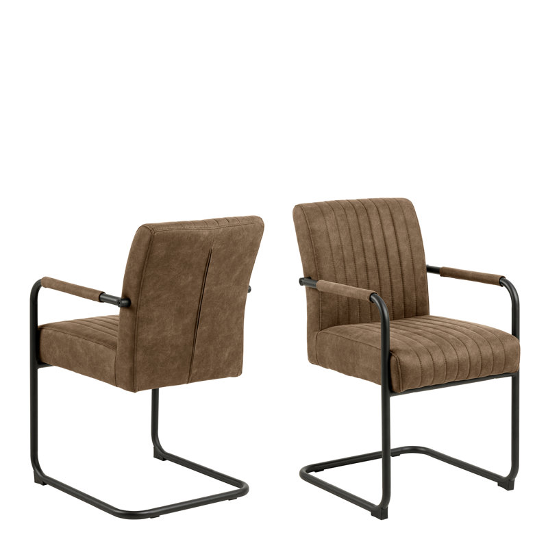 Annamarie 52.5cm H Upholstered Cantilever Chair, Light Brown Fabric