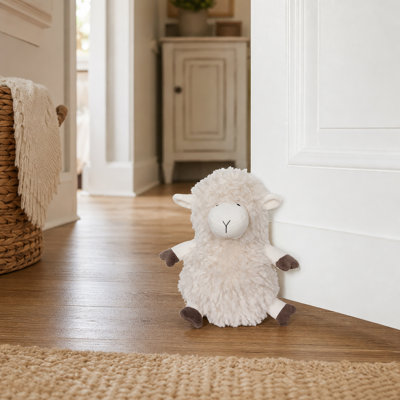 Butoir de porte décoratif en mouton, 2,3 lb, écru