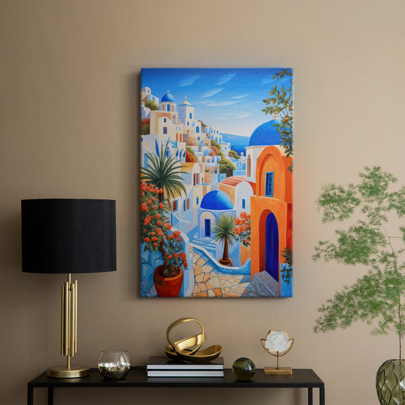 Oia Caldera II -Galerie enveloppée Cavas, H 18 po x l 12 po