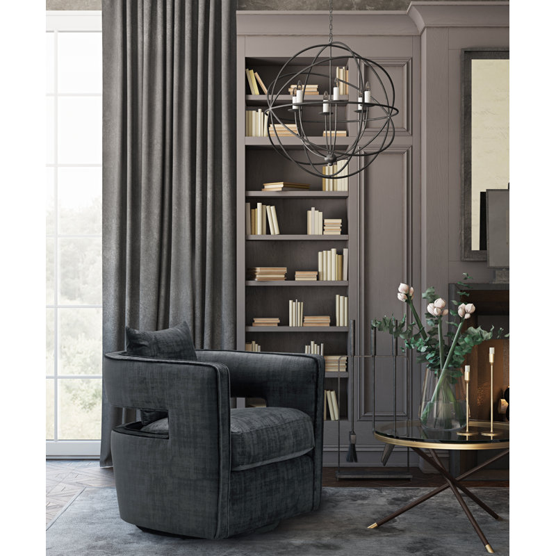 Kennedy Velvet Swivel Chair, Black