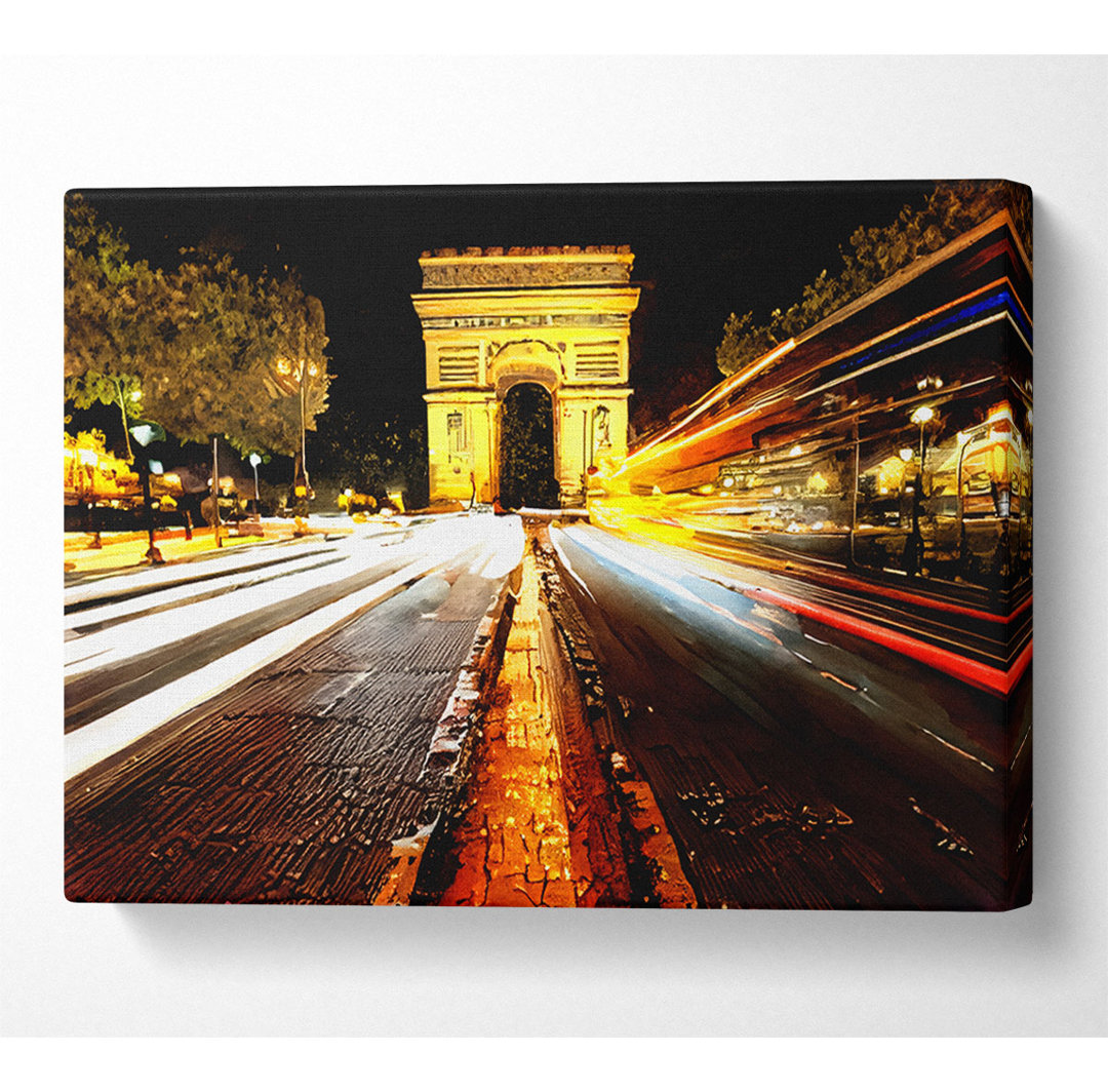 Arc De Triomphe bei Nacht - Kunstdrucke auf Leinwand