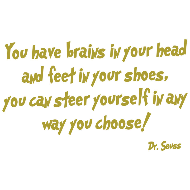 Adhésif décoratif Dr Seuss «You Have Brains in Your Head», Or