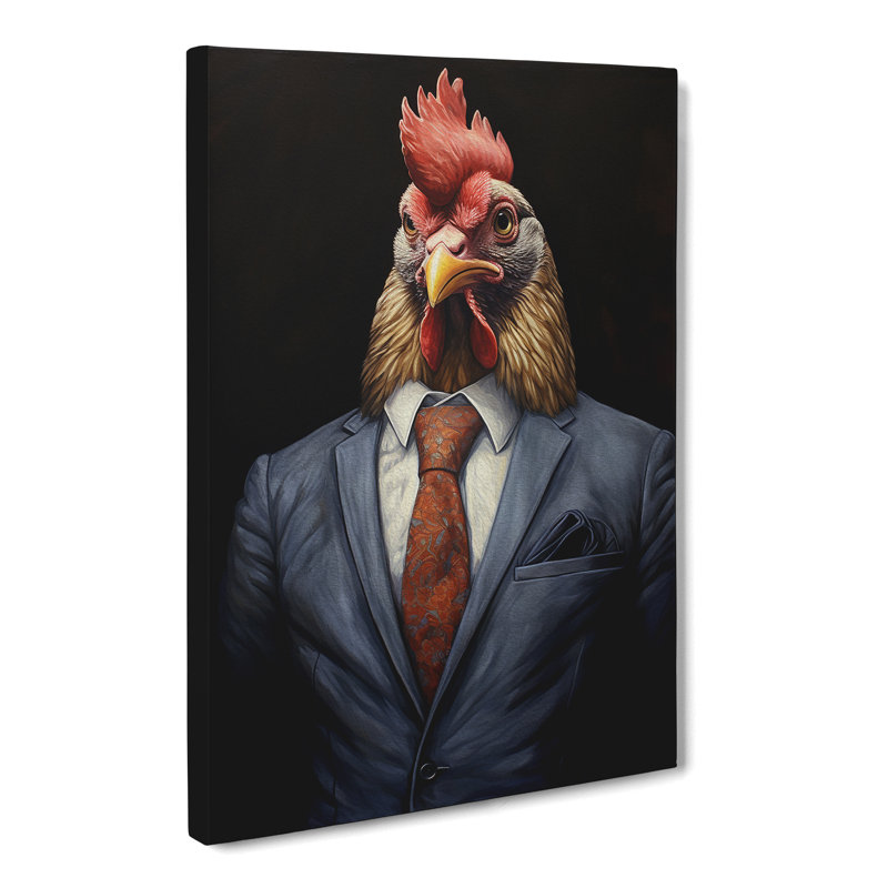 Chicken In A Suit Painting - Print, 60cm H x 40cm W x 3cm D
