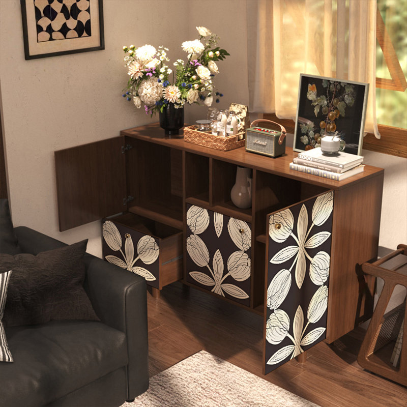 Armoire en noyer durable avec portes et tiroirs