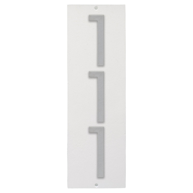 Plaque d'adresse murale sur 1 ligne, Blanc / argent, Oui