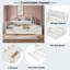 Lit de jour confortable avec lit gigogne, tablettes de rangement, banc, station de charge et tête de lit tapissier-878591370