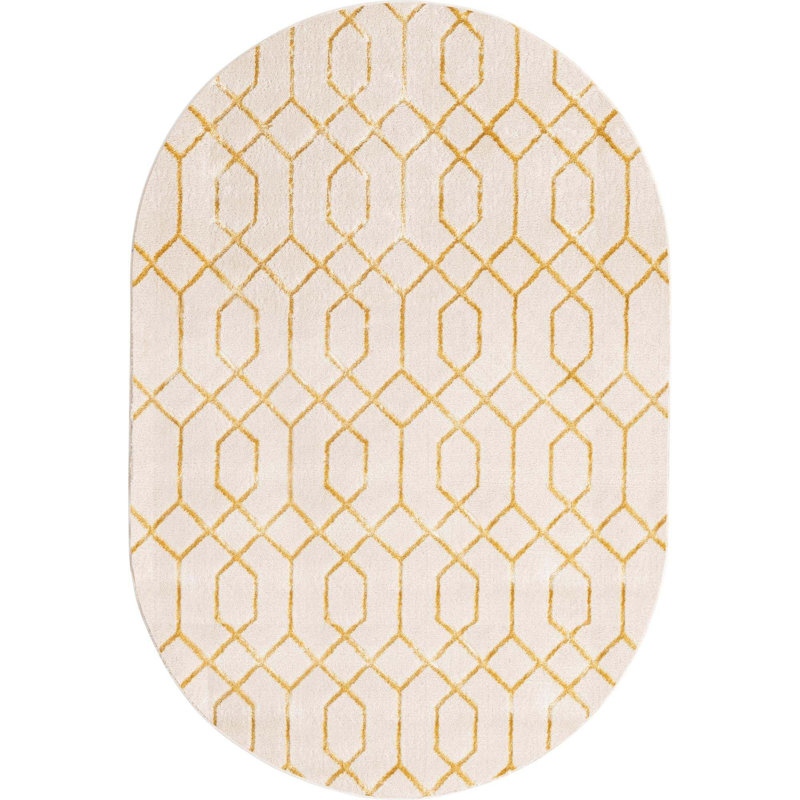 Geometric Area Rug, Oval 124.5 cm x 185.4 cm