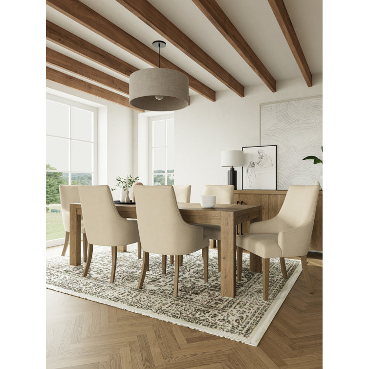 Kellie Rectangular Table And Cream Armchairs Dining Set