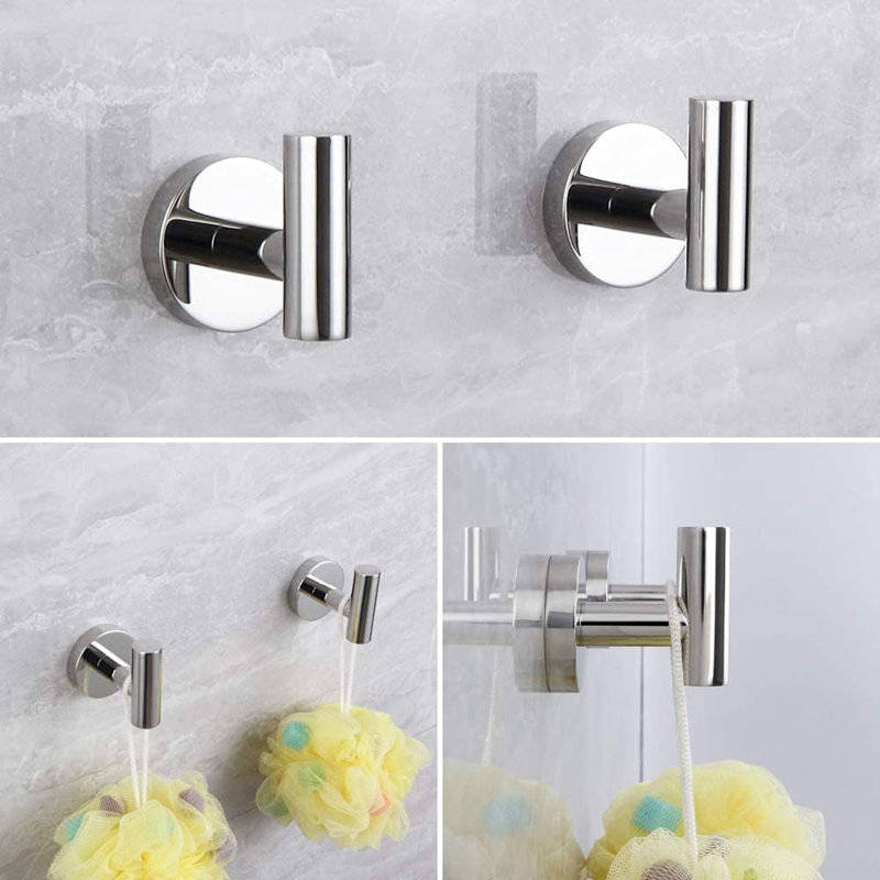 Ensemble de quincaillerie de salle de bain en acier inoxydable - Porte-serviettes muraux, porte-papier hygiénique et crochets à peignoir - Ensemble d'accessoires de salle de bain durables et antirouille