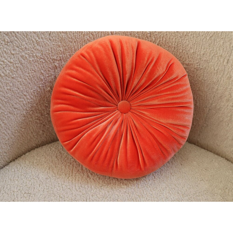  Therese Tufted Round Throw Pillow, 12'' H X 12'' W, Orange