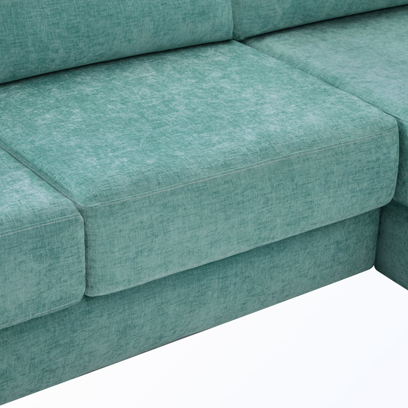 Canapé modulaire en L avec coussins doubles, Teal Chenille