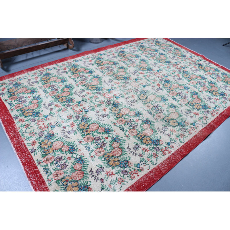 Grand tapis turc rétro rouge pour salon ou salon bohémien