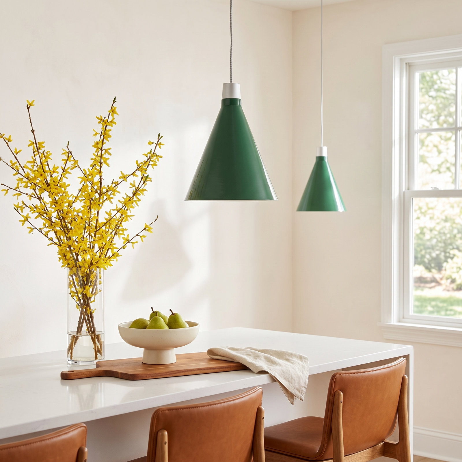 Bower Single Light Aluminium Dimmable Pendant, Green