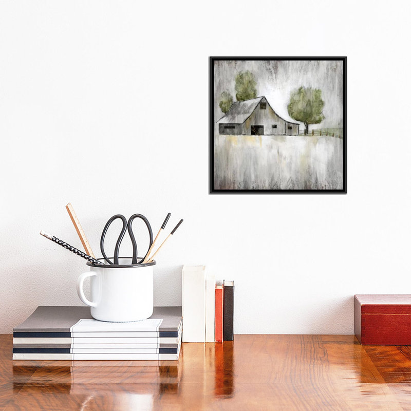 «Weathered Barn», reproduction de photo sur toile, H 18 po x l 18 po x P 1,5 po, Toile avec cadre noir, Pas de tapis