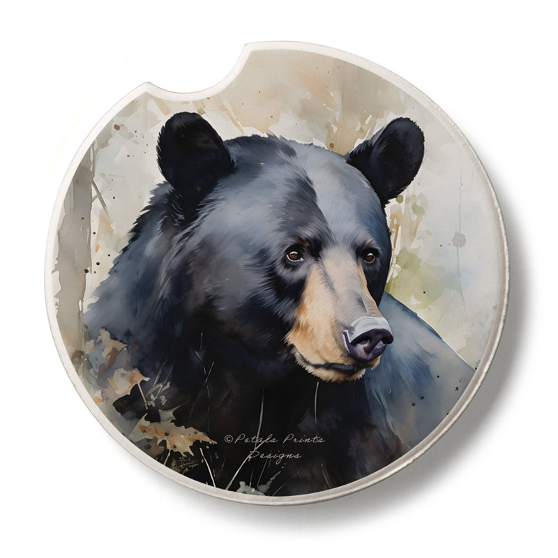 Ensemble de 1 sous-verre de voiture en pierre Wilderness Bear