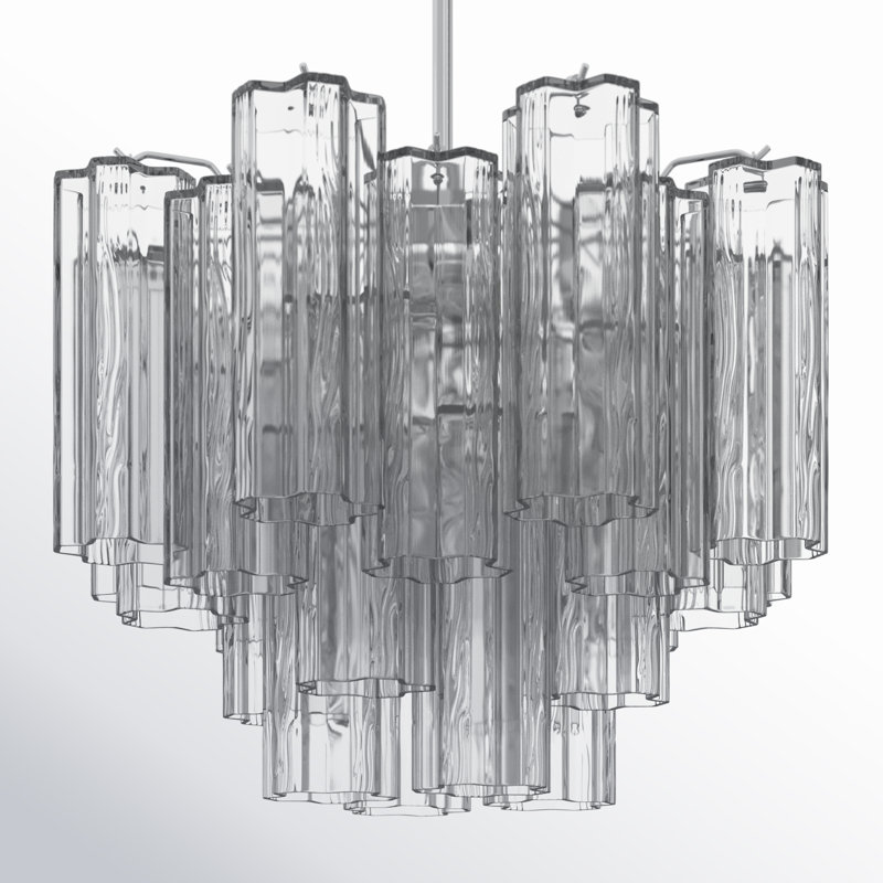 Arras Dimmable Tiered Chandelier, 13.75" H x 17.75" W x 17.75" D, Polished Chrome, Black