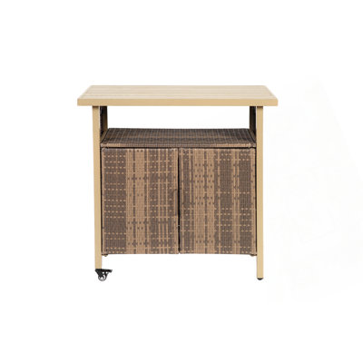 Outdoor Wicker Bar Cart