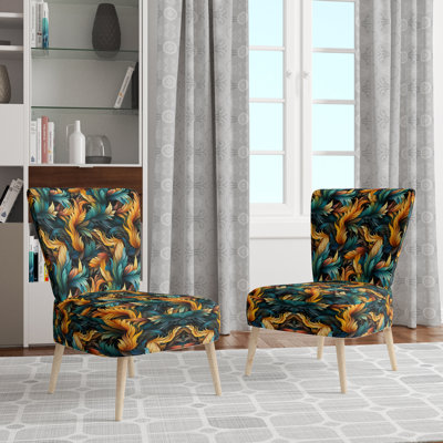Chaise d'appoint rembourrée orange et bleu sarcelle Avian Elegance
