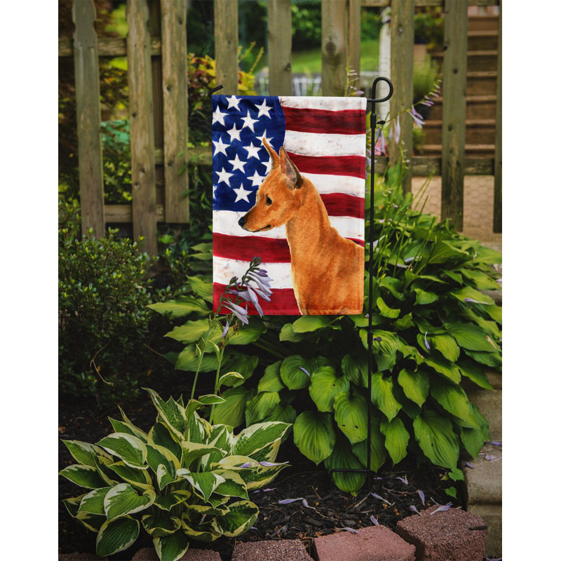 2 côtés en polyester de 2 côtés american drapeau de jardin, Pinscher miniature brun