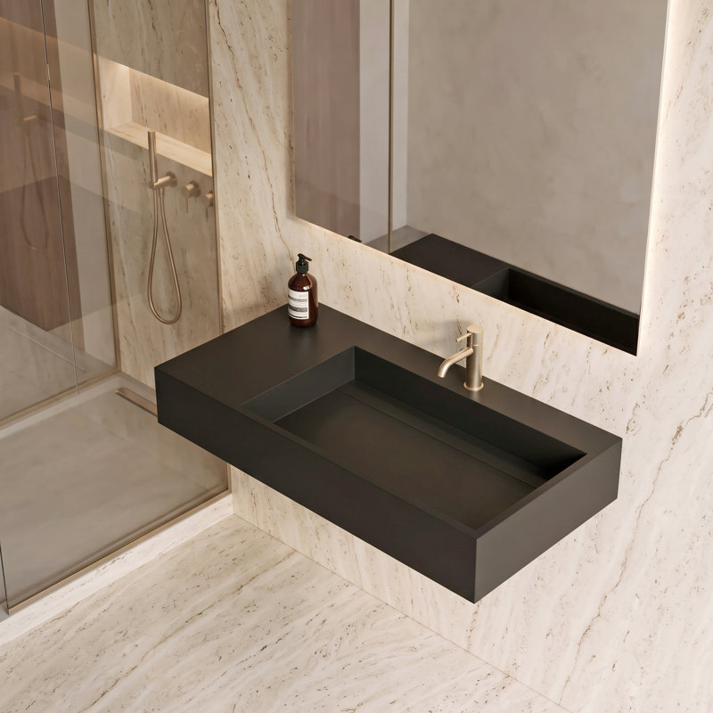 Lavabo de salle de bain mural 30 po avec bassin droit Juniper - noir, Noir