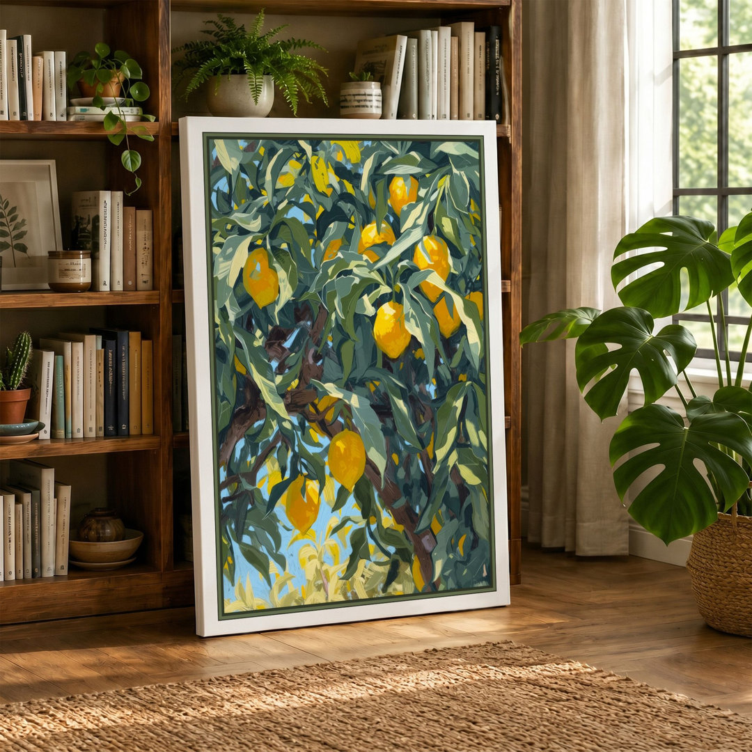 Lemon Tree with Birds Botanical - Wrapped Canvas