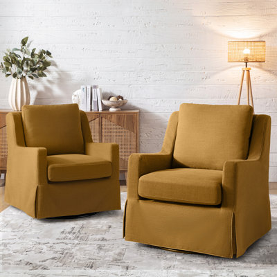 Capucine 29.5" W Polyester Swivel Rocking Armchair
