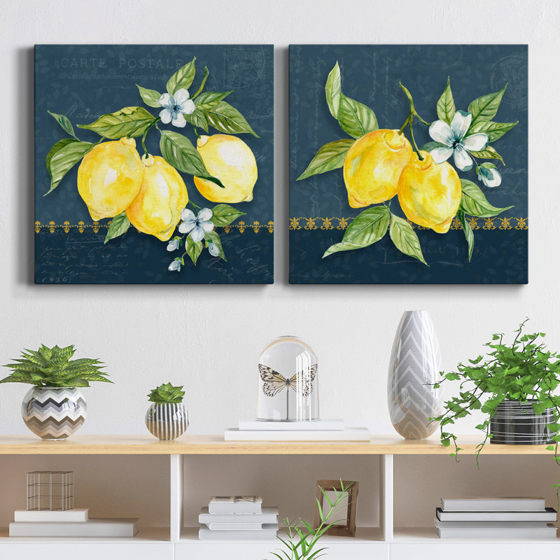 Lemon Squeeze I - ensemble de 2 reproductions d'art sur toile tendue, H 40 po x l 80 po x P 1 po
